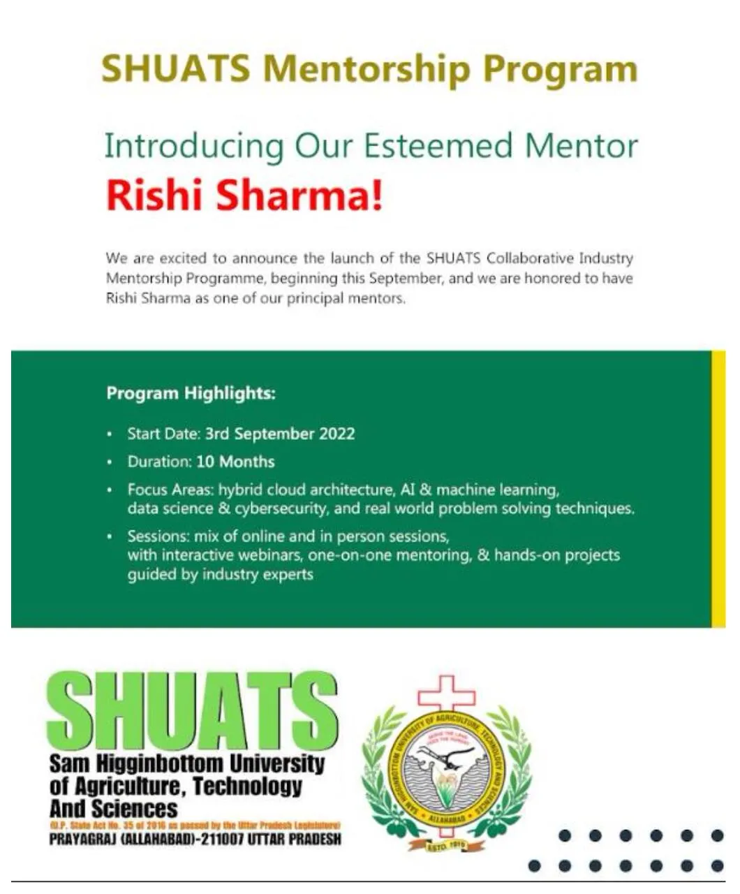 Esteemed Mentor — SHUATS